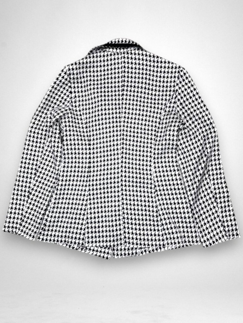 Houndstooth Double Breasted Blazer Jacket Pearl Button Career Office S - Picture 2 of 5